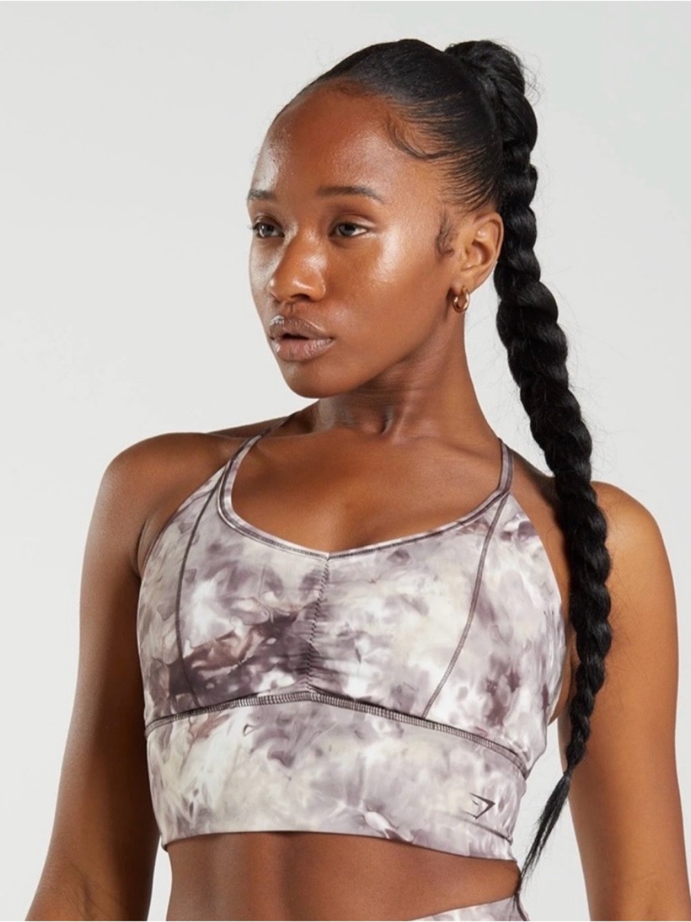 Gymshark Elevate Longline Sports Bra Cement Brown Spray Dye